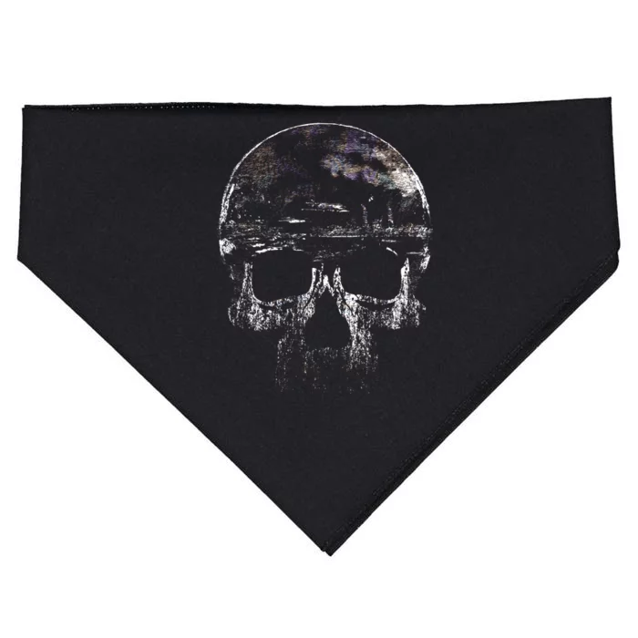 Distressed Skull Graphic USA-Made Doggie Bandana