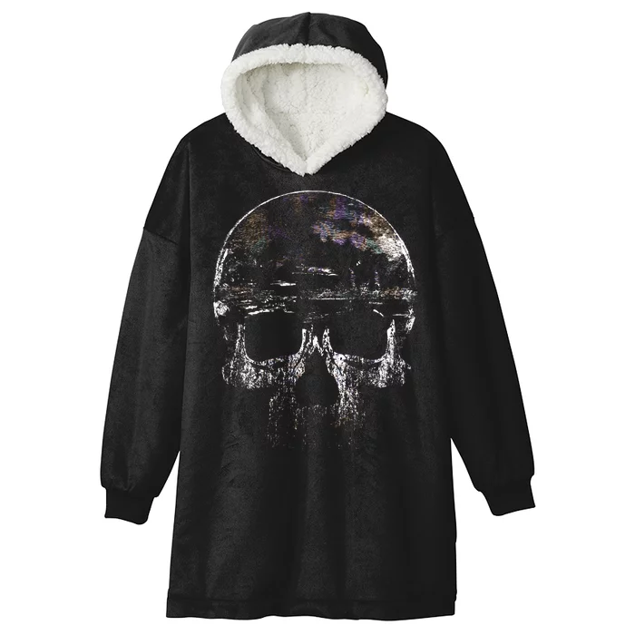 Distressed Skull Graphic Hooded Wearable Blanket