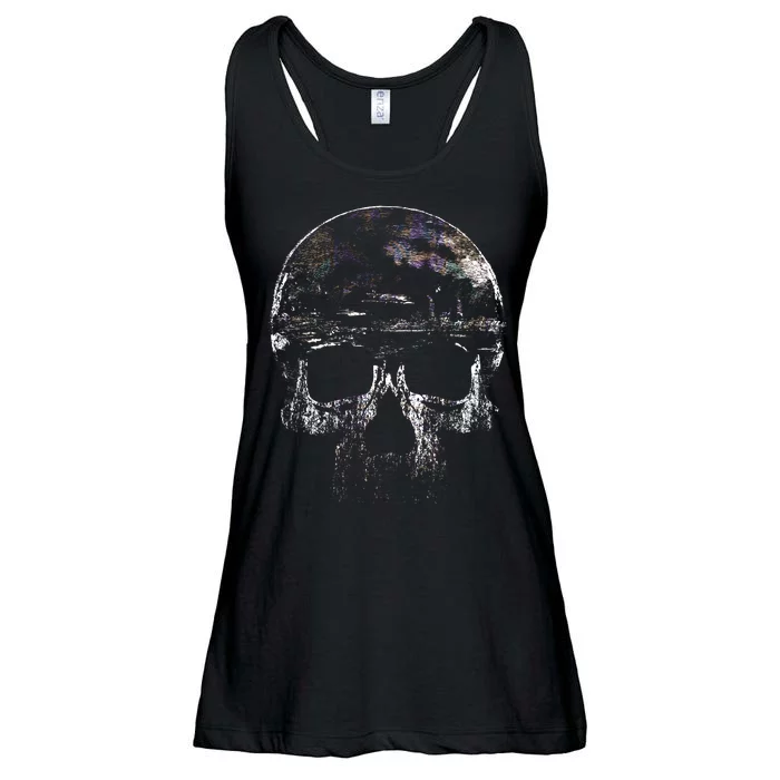 Distressed Skull Graphic Ladies Essential Flowy Tank