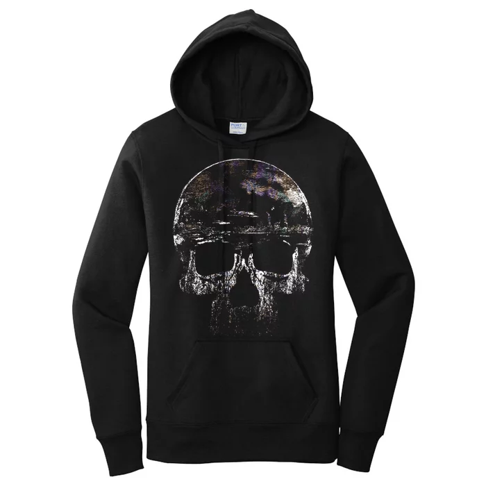 Distressed Skull Graphic Women's Pullover Hoodie