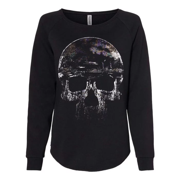 Distressed Skull Graphic Womens California Wash Sweatshirt