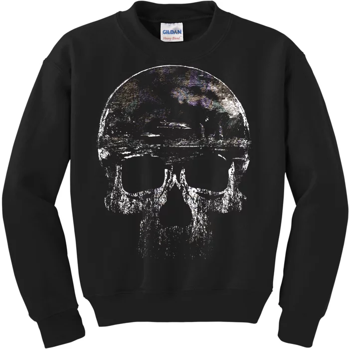 Distressed Skull Graphic Kids Sweatshirt