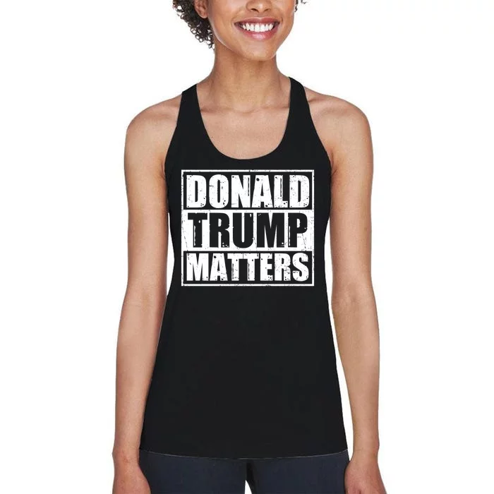 Distressed Straight Outta Donald Trump Matters Women's Racerback Tank