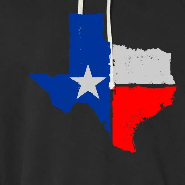 Distressed Texas State Map Flag Garment-Dyed Fleece Hoodie