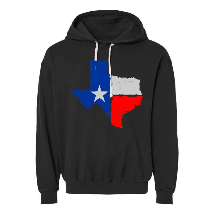 Distressed Texas State Map Flag Garment-Dyed Fleece Hoodie