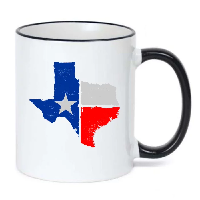 Distressed Texas State Map Flag Black Color Changing Mug