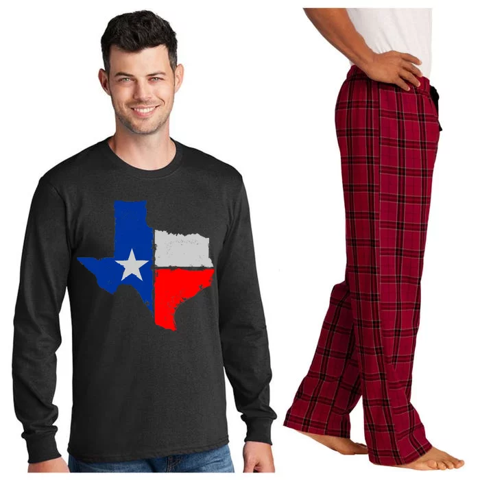 Distressed Texas State Map Flag Long Sleeve Pajama Set