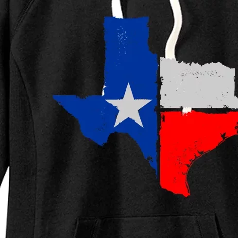 Distressed Texas State Map Flag Women's Fleece Hoodie