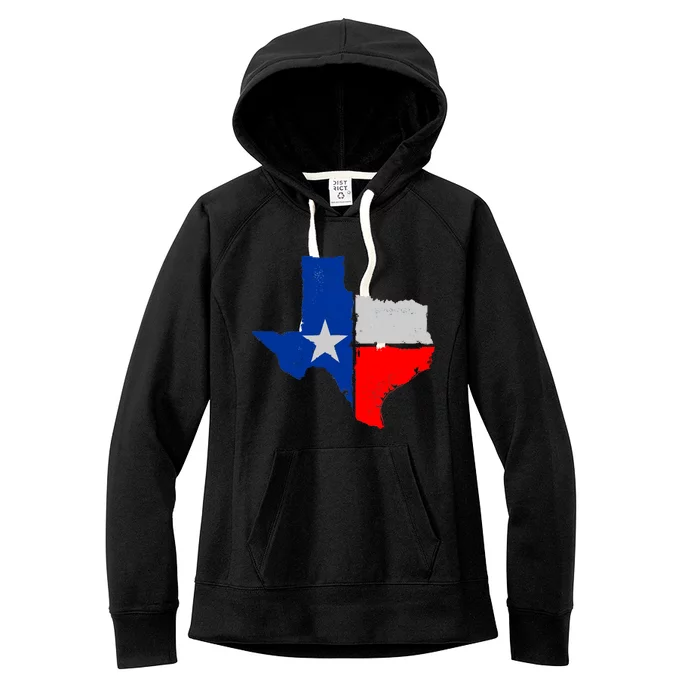 Distressed Texas State Map Flag Women's Fleece Hoodie