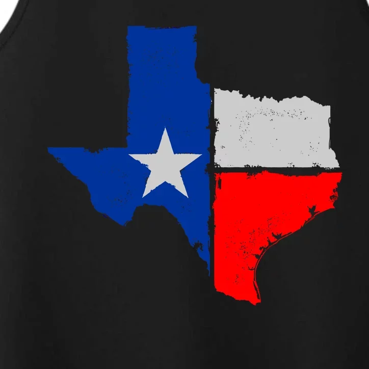 Distressed Texas State Map Flag Performance Tank