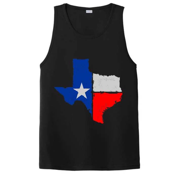 Distressed Texas State Map Flag Performance Tank