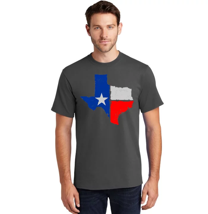 Distressed Texas State Map Flag Tall T-Shirt