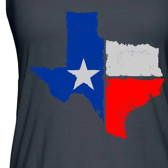 Distressed Texas State Map Flag Ladies Essential Flowy Tank