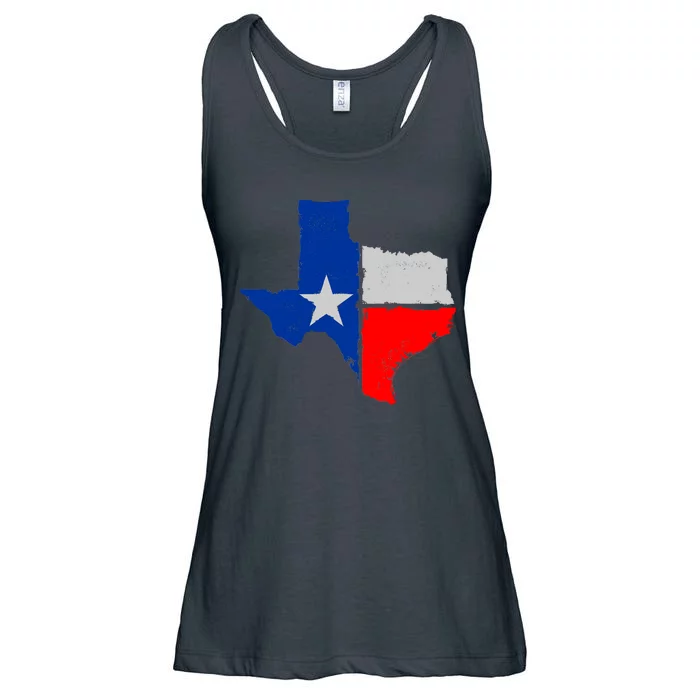 Distressed Texas State Map Flag Ladies Essential Flowy Tank