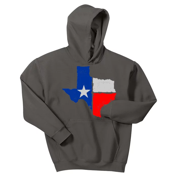 Distressed Texas State Map Flag Kids Hoodie