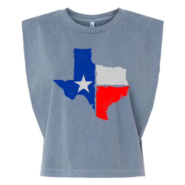 Distressed Texas State Map Flag Garment-Dyed Women's Muscle Tee