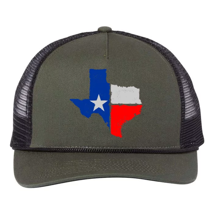 Distressed Texas State Map Flag Retro Rope Trucker Hat Cap