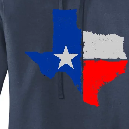 Distressed Texas State Map Flag Women's Pullover Hoodie