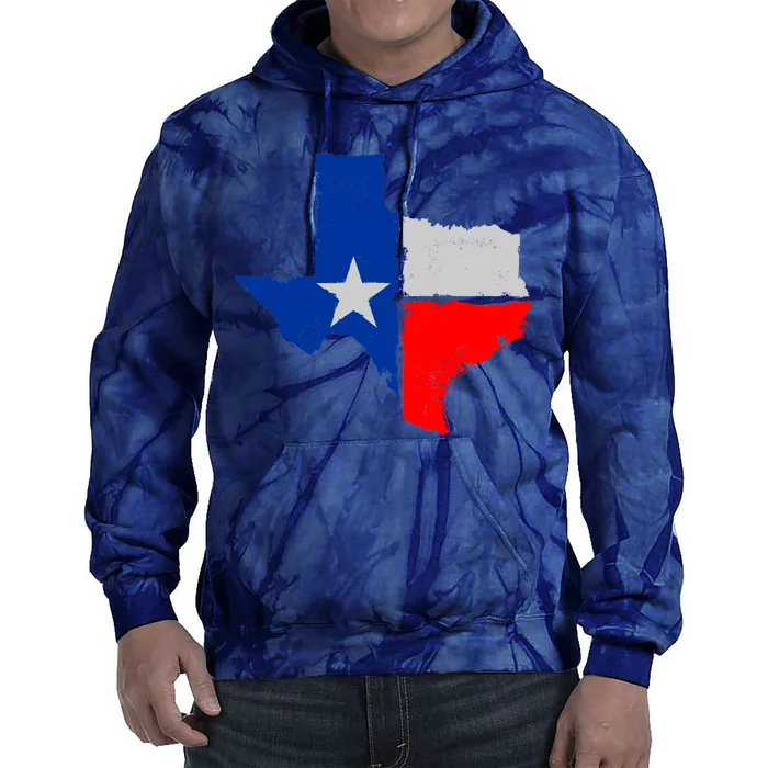 Distressed Texas State Map Flag Tie Dye Hoodie