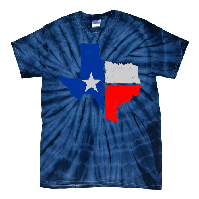 Distressed Texas State Map Flag Tie-Dye T-Shirt