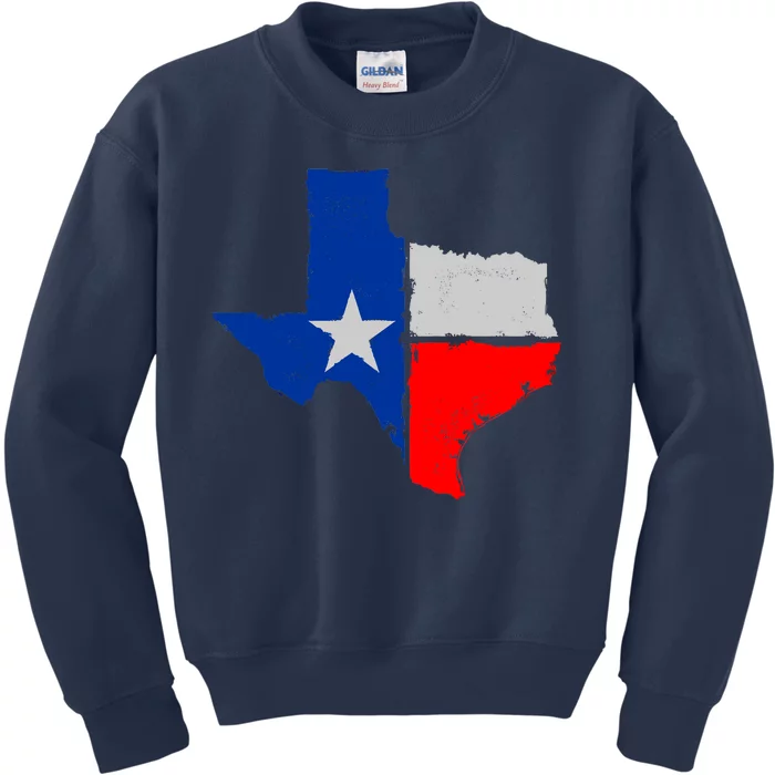 Distressed Texas State Map Flag Kids Sweatshirt