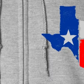 Distressed Texas State Map Flag Full Zip Hoodie