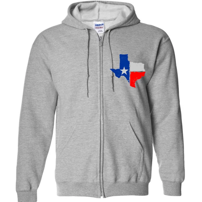 Distressed Texas State Map Flag Full Zip Hoodie