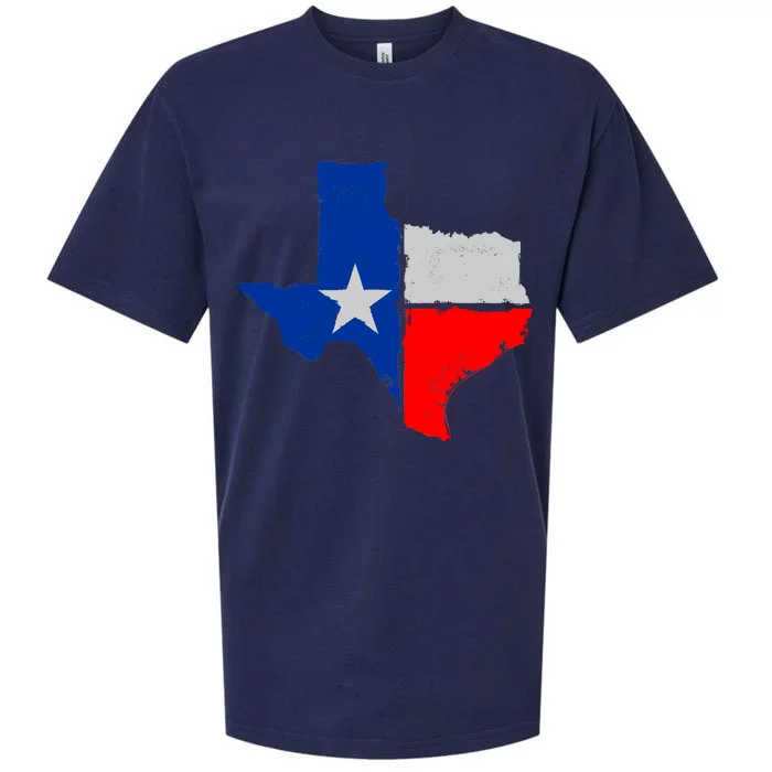 Distressed Texas State Map Flag Sueded Cloud Jersey T-Shirt