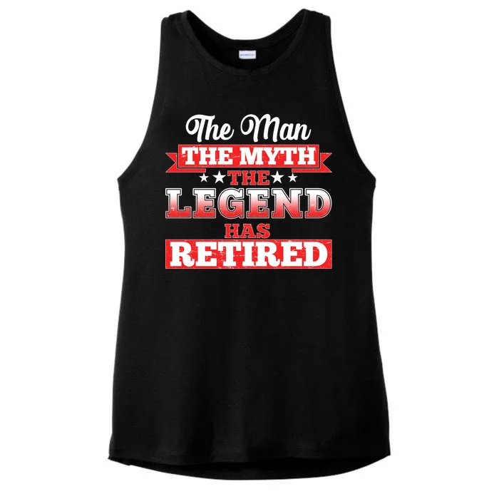 Distressed The Man The Myth The Legend Has Retired Ladies Tri-Blend Wicking Tank