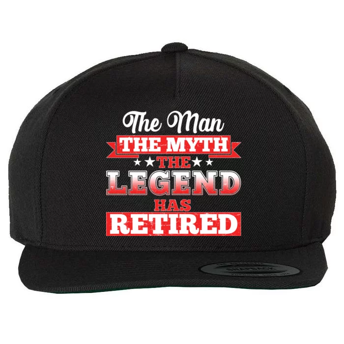 Distressed The Man The Myth The Legend Has Retired Wool Snapback Cap