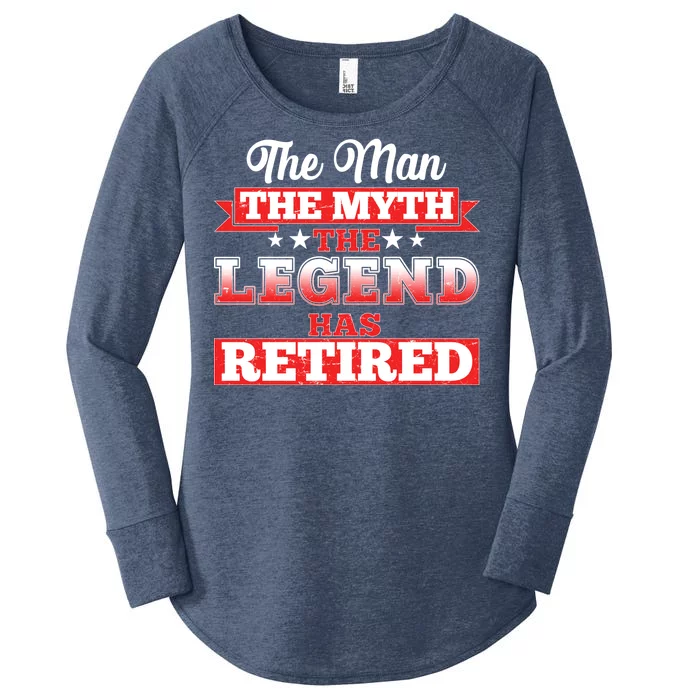 Distressed The Man The Myth The Legend Has Retired Women's Perfect Tri Tunic Long Sleeve Shirt