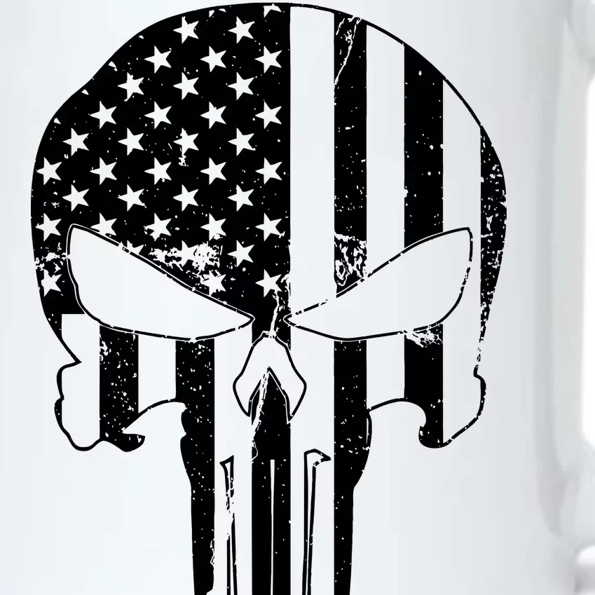 Distressed USA American Skull Black Color Changing Mug