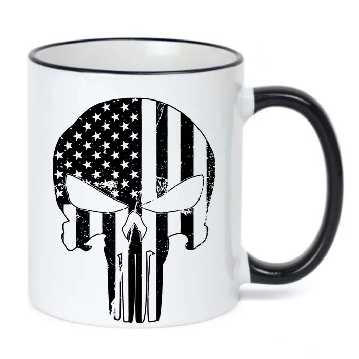 Distressed USA American Skull Black Color Changing Mug