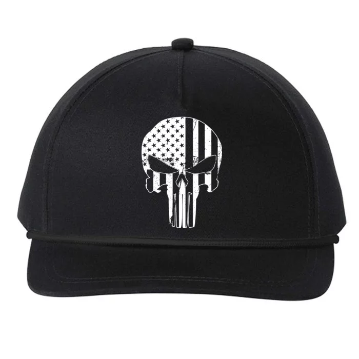 Distressed USA American Skull Snapback Five-Panel Rope Hat