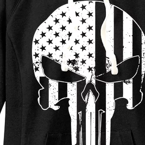 Distressed USA American Skull Women's Fleece Hoodie