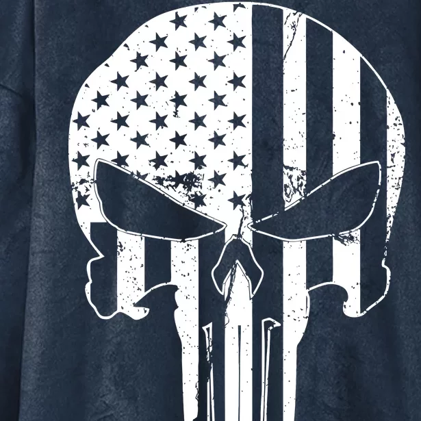 Distressed USA American Skull Hooded Wearable Blanket