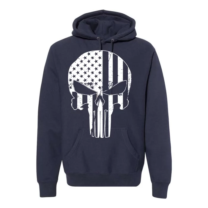 Distressed USA American Skull Premium Hoodie