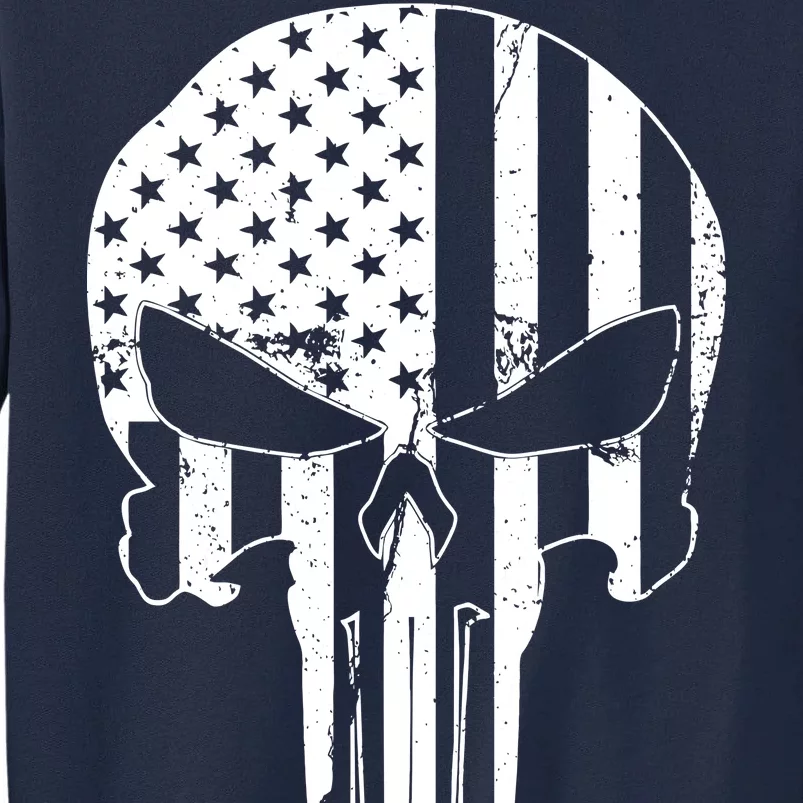 Distressed USA American Skull Tall Sweatshirt