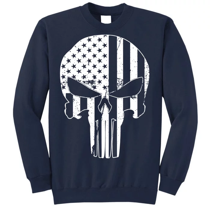 Distressed USA American Skull Tall Sweatshirt