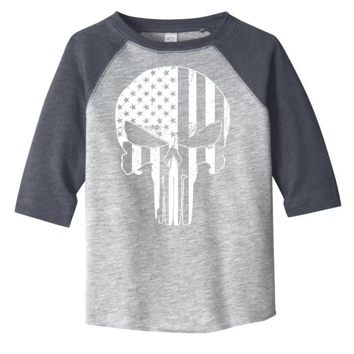 Distressed USA American Skull Toddler Fine Jersey T-Shirt