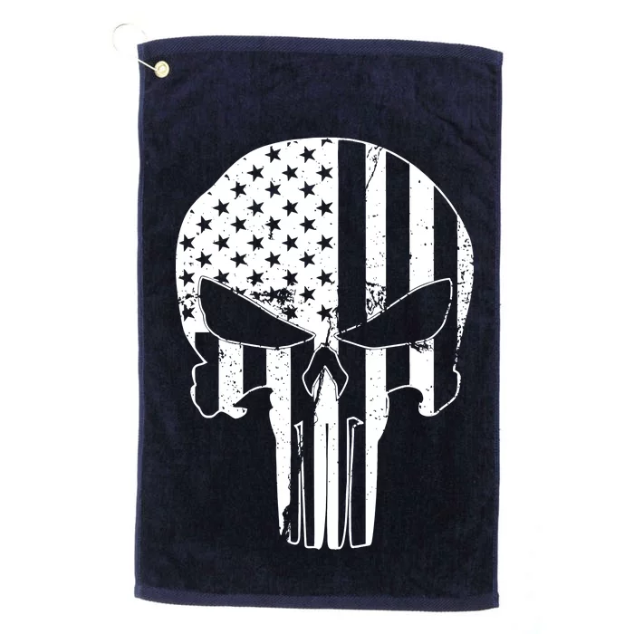 Distressed USA American Skull Platinum Collection Golf Towel