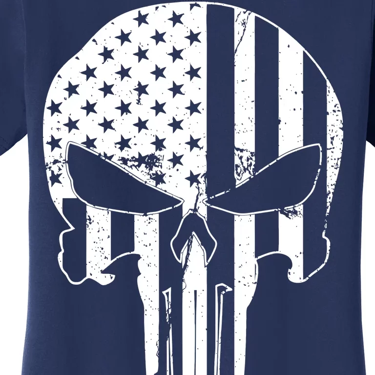 Distressed USA American Skull Women's T-Shirt