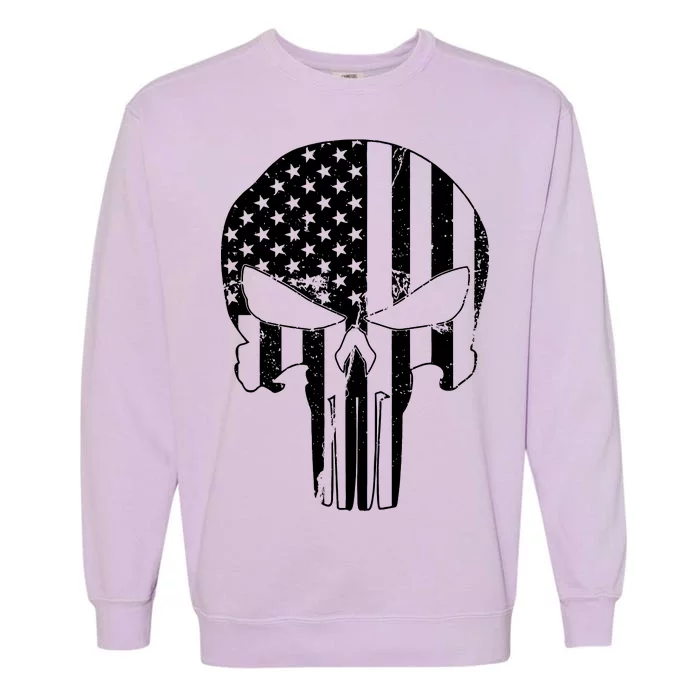 Distressed USA American Skull Garment-Dyed Sweatshirt