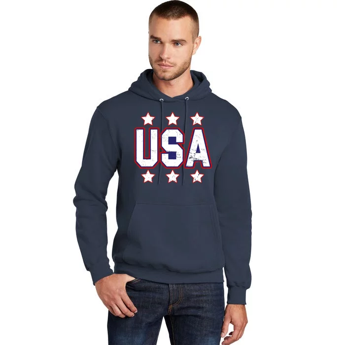 Distressed USA Patriotic Logo Tall Hoodie