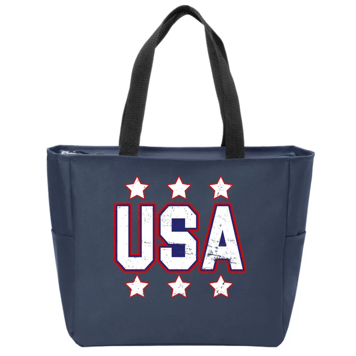 Distressed USA Patriotic Logo Zip Tote Bag