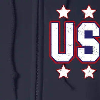 Distressed USA Patriotic Logo Full Zip Hoodie