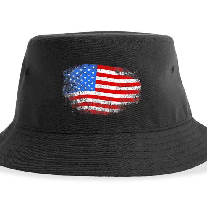 Distressed USA Waving Flag Sustainable Bucket Hat