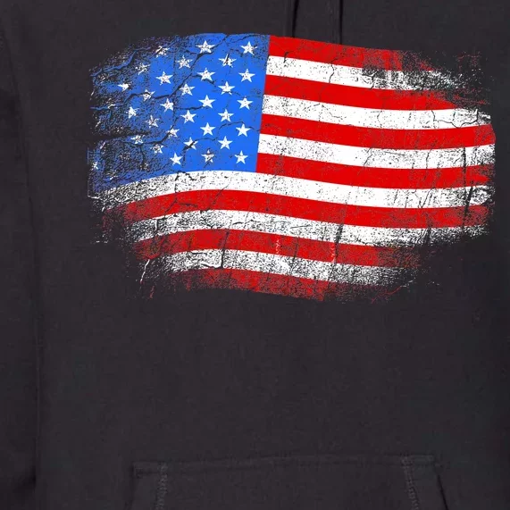 Distressed USA Waving Flag Premium Hoodie