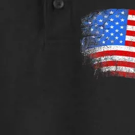 Distressed USA Waving Flag Dry Zone Grid Performance Polo