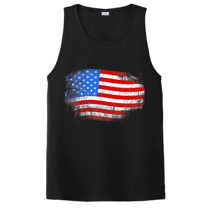 Distressed USA Waving Flag Performance Tank